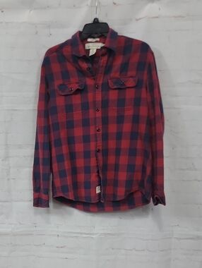 H&M Red and Navy Check Button-Down Shirt